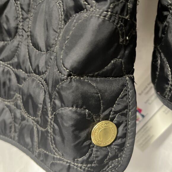 Coach Black Quilted Jacket  Signature Total Pattern Lined Size XS - Picture 6 of 11